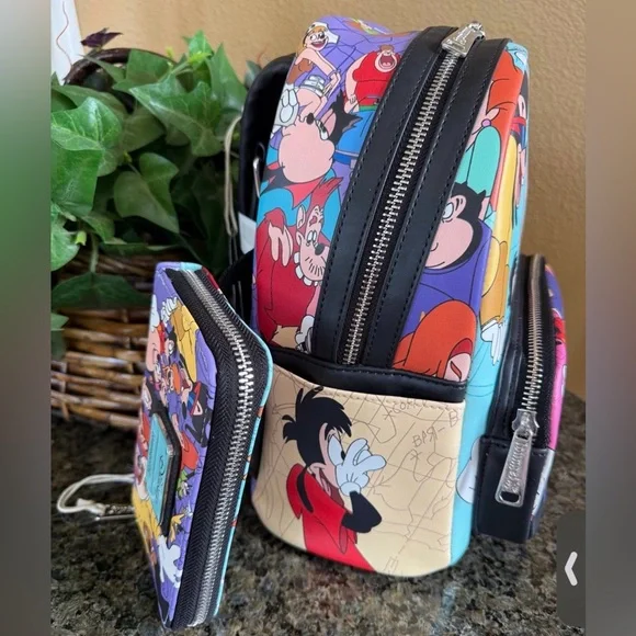 Loungefly Disney Goofy Movie Collage Mini Backpack and matching wallet NWT